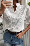 Sexy Solid Color Lace Mandarin Collar Blouses