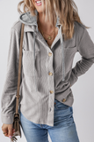 Casual Daily Draw String Buttons Patchwork Contrast Hooded Tops(8 Colors)