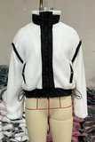 Casual Patchwork Zipper Contrast Mandarin Collar Outerwear(5 Colors)