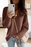 Casual Solid Color Weave V Neck Sweaters(5 Colors)