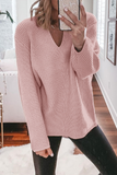 Casual Solid Color Weave V Neck Sweaters(5 Colors)