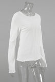 Casual Solid Color Patchwork O Neck Tops(3 Colors)