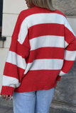 Casual Street Stripe Pocket Patchwork Contrast V Neck Outerwear(4 Colors)