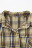 Casual Plaid Buttons Contrast Turndown Collar Blouses