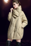 Casual Pocket Patchwork Turndown Collar Outerwear(Down content 86%~90%)(3 Colors)