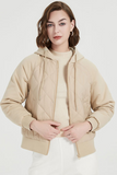 Casual Daily Draw String Pocket Zipper White duck down Hooded Outerwear(Down content 86%~90%)(3 Colors)