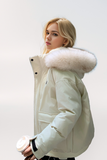 Casual Pocket Zipper Fluffy White Down cotton Hooded Outerwear(4 Colors)