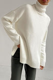 Casual Solid Color Slit Turtleneck Sweaters(8 Colors)