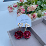 Elegant Real flowers Patchwork Metal Accessories Trim Earrings(Each one is unique)(17 Colors)