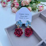 Elegant Real flowers Patchwork Metal Accessories Trim Earrings(Each one is unique)(17 Colors)