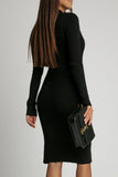 Casual Buttons Slit Potholes Half A Turtleneck Wrapped Skirt Dresses(3 Colors)