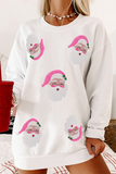 Casual Santa Claus Sequins O Neck Sweats