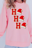 Casual Santa Hats Letters Embroidered Sequins O Neck Sweats