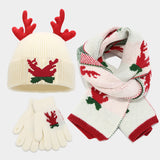 Christmas Reindeer Antler Scarf Hat Gloves Three Piece Set(3 Colors)