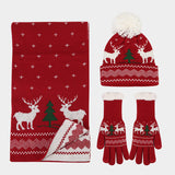 Christmas Reindeer Pattern Pattern Hat Scarf Gloves Set(6 Colors)