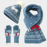 Christmas Reindeer Pattern Pattern Hat Scarf Gloves Set(6 Colors)