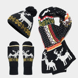 Christmas Reindeer Pattern Pattern Hat Scarf Gloves Set(6 Colors)