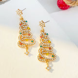 Daily Christmas Tree Hollow Out Rhinestone Decor Earrings(9 Colors)