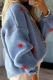 Casual Snowflakes Weave Contrast O Neck Sweaters