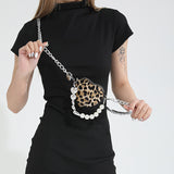 Daily Leopard Print Chains Pearls Decor Zipper Bags(3 Colors)