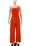 Casual Patchwork Backless Spaghetti Strap Loose Jumpsuits