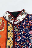 Casual Flowers Pocket Patchwork Contrast Mandarin Collar Outerwear