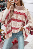 Casual Party Wapiti Snowflakes Weave Contrast Turtleneck Sweaters