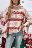 Casual Party Wapiti Snowflakes Weave Contrast Turtleneck Sweaters