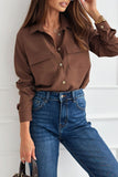 Casual Daily Buttons Turndown Collar Blouses(4 Colors)