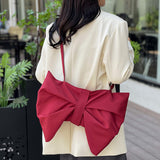 Daily Bow Patchwork Ruched Zipper Bags(4 Colors)