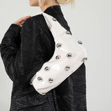 Daily Solid Color Rivets Patchwork Zipper Bags(5 Colors)