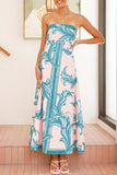 Casual Vacation Floral Print Contrast Strapless Strapless Dresses