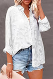 Casual Jacquard Patchwork Turndown Collar Plus Size Tops