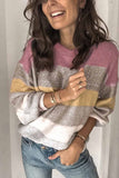 dasiuip Loose Round Neck Multicolor Knit Sweater