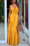 dasiuip Button V-Neck Maxi Dress With Belt(3 Colors)