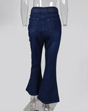 dasiuip Denim High Waist Bell-Bottom Jeans