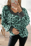 Fashion Street Leopard Patchwork V Neck Hoodies(4 Colors)