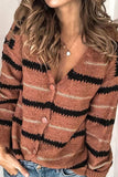 Fashion Street Striped Patchwork V Neck Sweaters