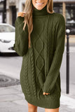 Casual Solid Patchwork Turtleneck Long Sleeve Dress Dresses(6 Colors)