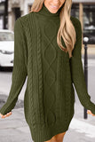 Casual Solid Patchwork Turtleneck Long Sleeve Dress Dresses(6 Colors)