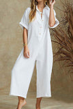 Casual Solid Turndown Collar Loose Jumpsuits(3 Colors)