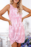 Fashion Simplicity Tie Dye O Neck A Line Dresses(5 cOLORS)