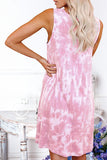 Fashion Simplicity Tie Dye O Neck A Line Dresses(5 cOLORS)