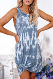 Fashion Simplicity Tie Dye O Neck A Line Dresses(5 cOLORS)