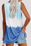 Casual Patchwork Tie Dye Pocket V Neck T-Shirts