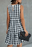 Fashion Street Plaid Patchwork O Neck Princess Dresses(3 Colors)