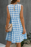 Fashion Street Plaid Patchwork O Neck Princess Dresses(3 Colors)