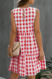 Fashion Street Plaid Patchwork O Neck Princess Dresses(3 Colors)