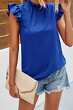 Fashion Street Solid Patchwork O Neck Tops