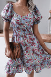 Casual Print Square Collar A Line Dresses(3 Colors)